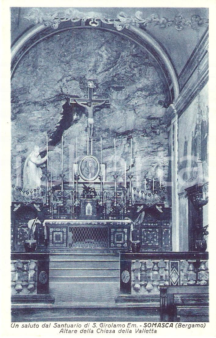 Cartolina originale da collezione 1935 ca SOMASCA BG Chiesa della VALLETTA nel santuario SAN GIROLAMO EMILIANI 1