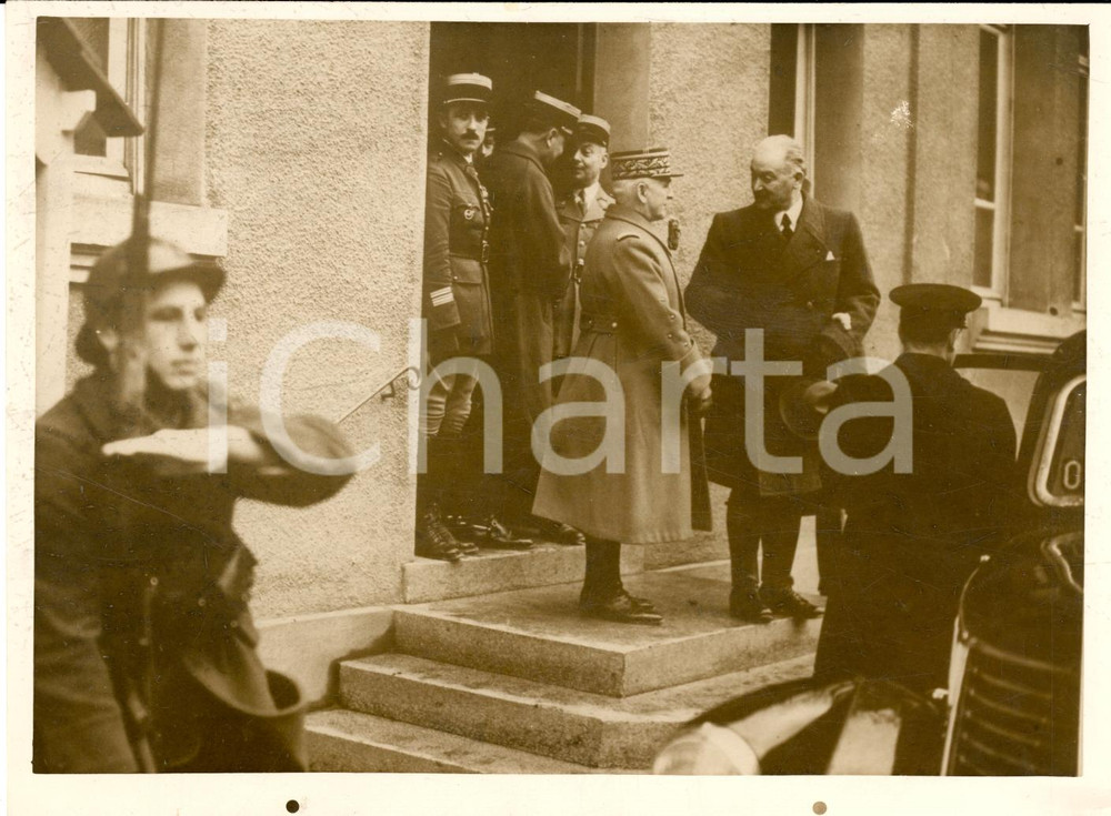 Fotografia d epoca originale 1940 PARIS WW2 Pres. Albert LEBRUN visita gli eserciti Fotografia 1
