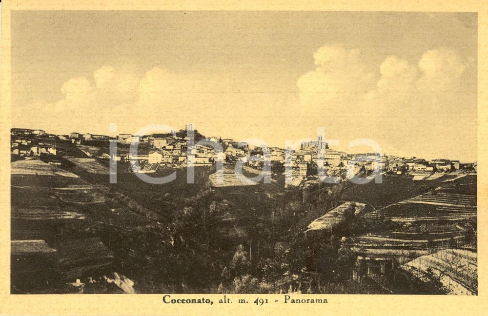 Cartolina originale da collezione 1940 ca COCCONATO AT Veduta panoramica paese e dintorni Cartolina FP NV 1