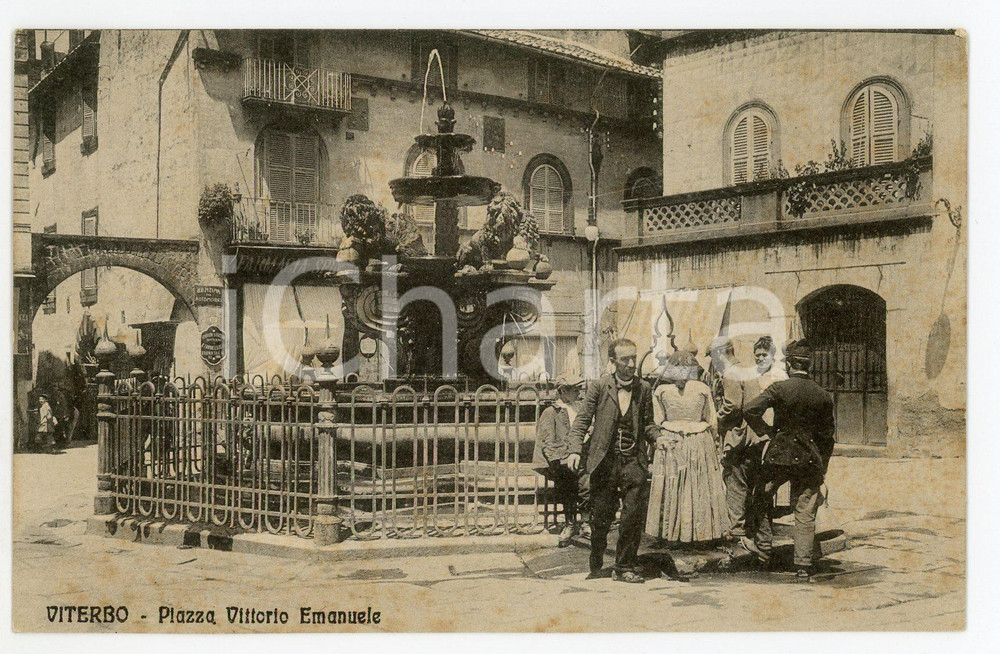 1910 ca VITERBO Piazza Vittorio Emanuele - Cartolina ANIMATA FP NV  Cartolina postale d'epoca, non viaggiata.CONDIZIONI: FAIRFORMATO: FP    originale e autentica 1
