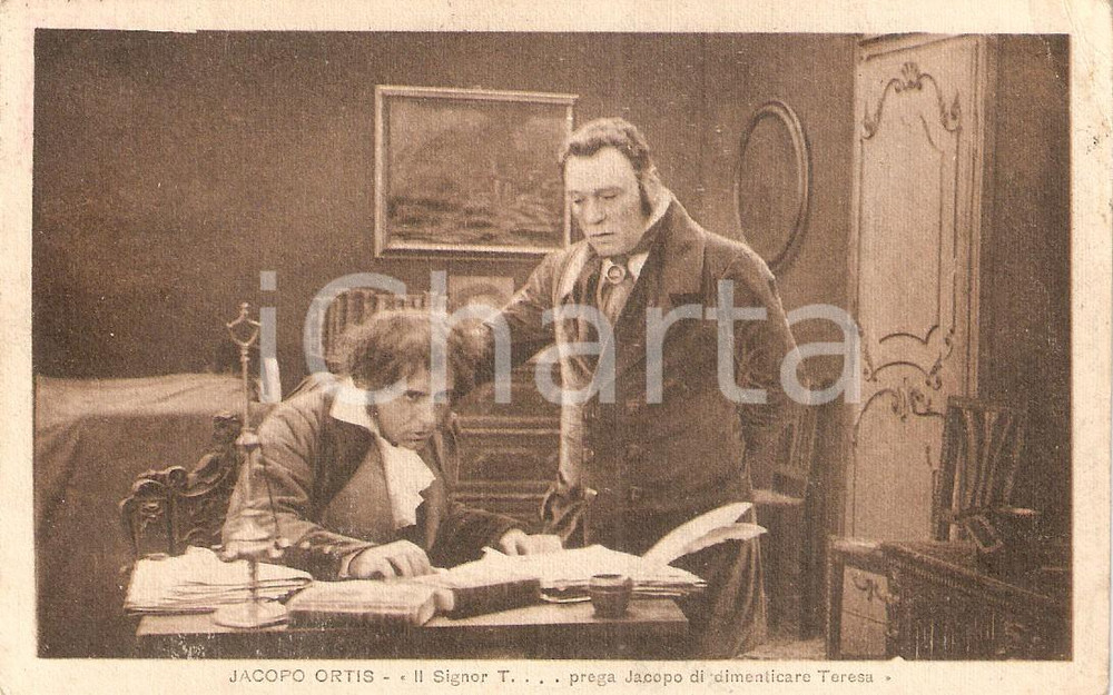 Cartolina originale da collezione 1919 JACOPO ORTIS Signor T prega Jacopo di dimenticare Teresa Cartolina FP VG 1