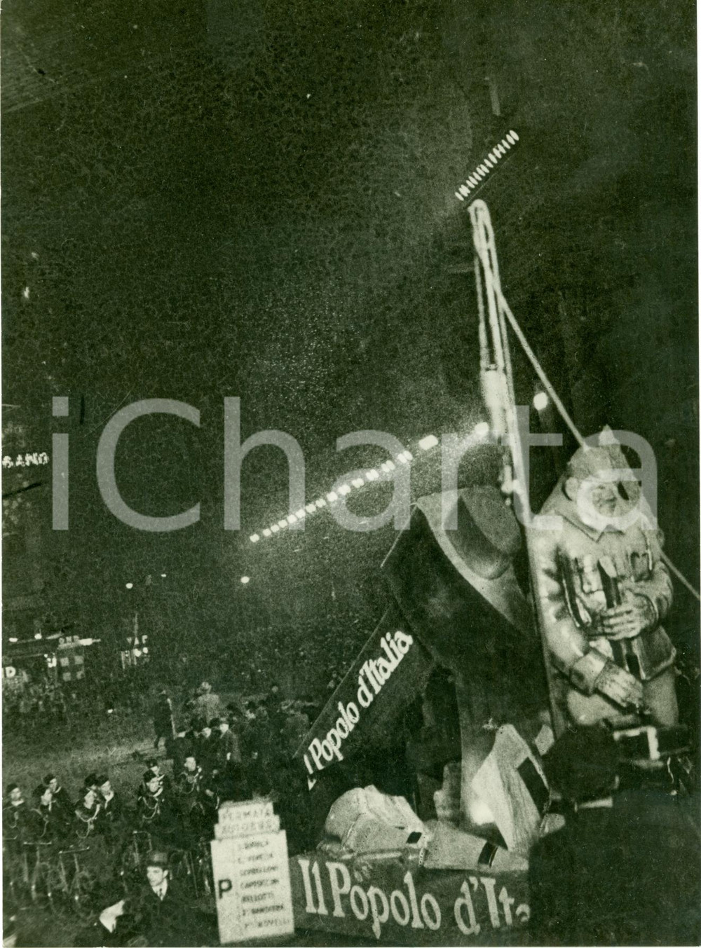 Fotografia d epoca originale 1938 MILANO Giornata della Neve Carro del POPOLO D ITALIA per sfilata Foto 1
