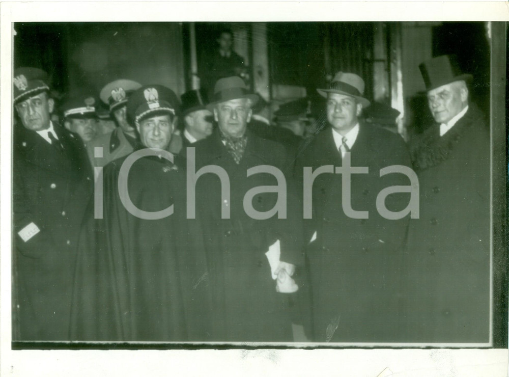Fotografia d epoca originale 1939 ROMA Achille STARACE Galeazzo CIANO in partenza per VARSAVIA Telefoto 1