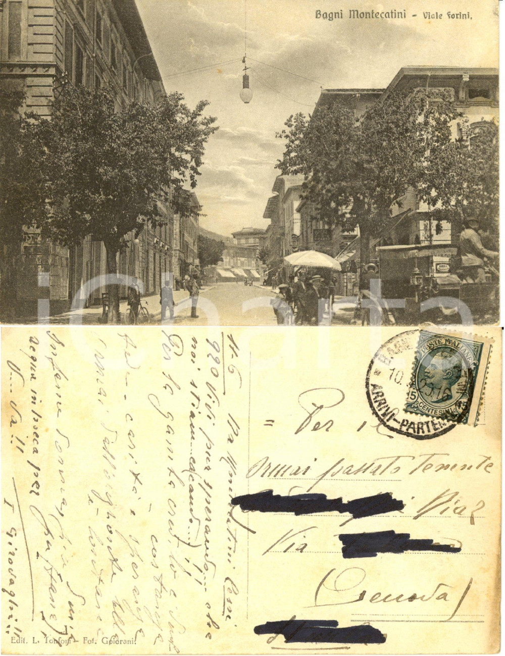 Cartolina originale da collezione 1920 MONTECATINI CESSI Viale FORINI Vivi pur sperando *Cartolina goliardica VG 1