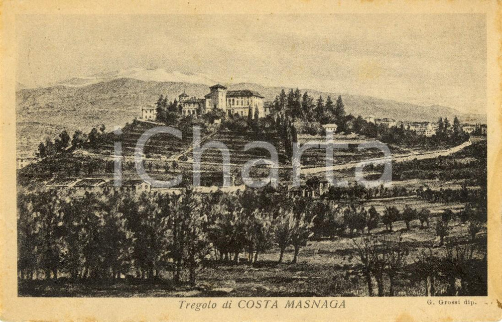 Cartolina originale da collezione 1919 COSTA MASNAGA (LC) Veduta panoramica di TREGOLO e dintorni *Cartolina FP VG 1