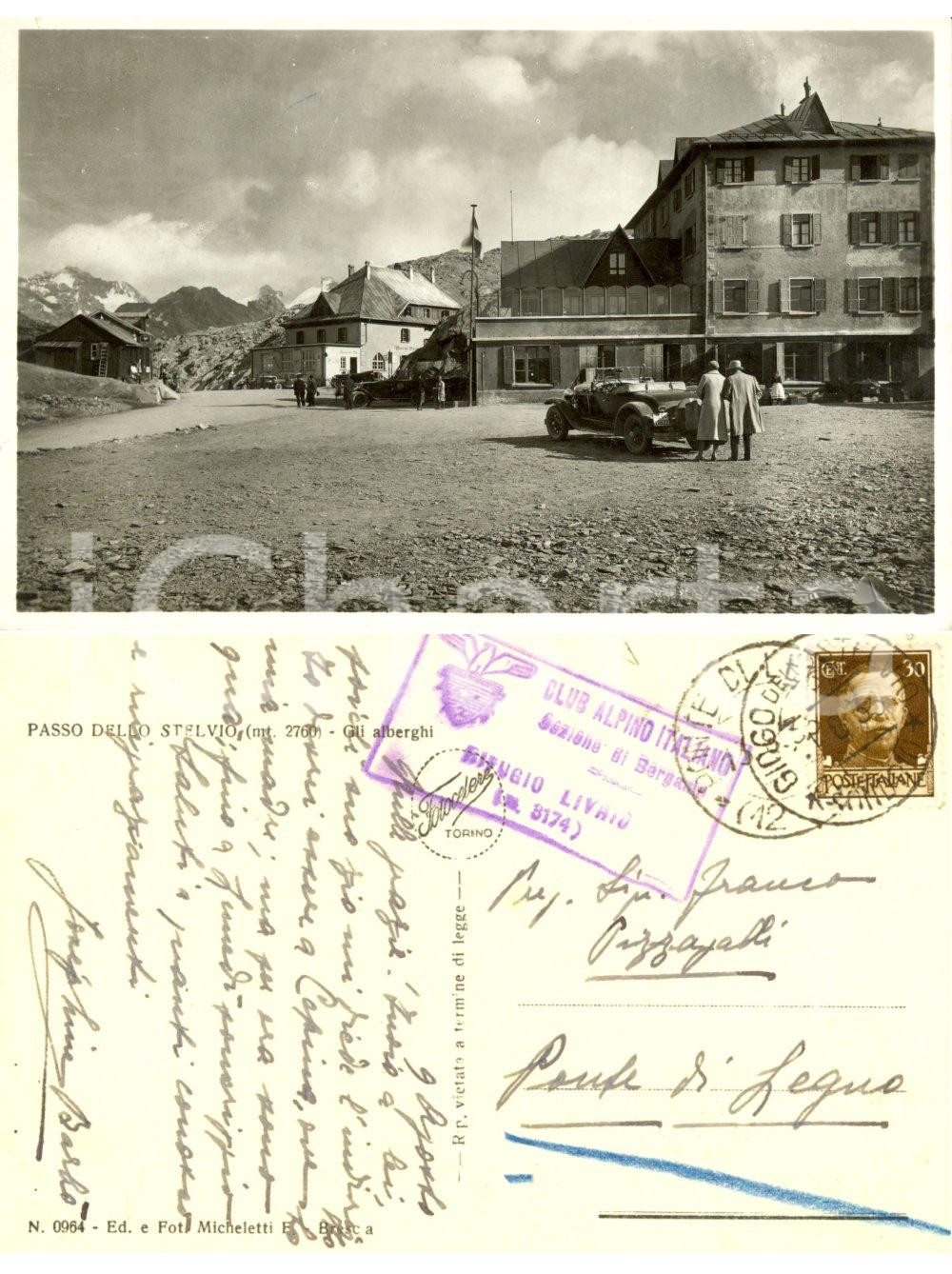 Autografo originale 1933 PASSO DELLO STELVIO (SO) Gli albergi *Autografo nobile Josephine BARBO' 1