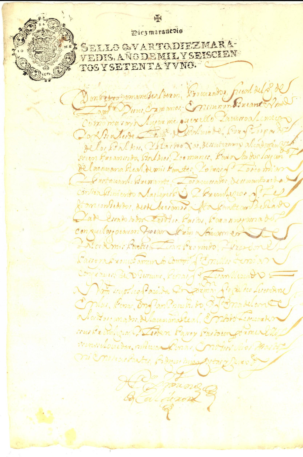 Documento originale, autentico 1671 VALVERDE CUENCA, ESPANA Contratto di concessione don Pedro JIMEMEZ 1