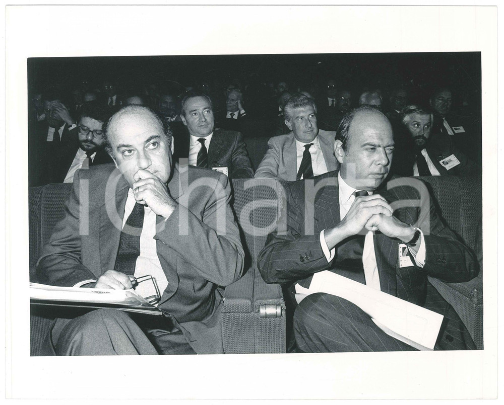 Fotografia d epoca originale 1985 ca CONFINDUSTRIA Renato ALTISSIMO Giuseppe DE RITA Foto 25x20 cm 1