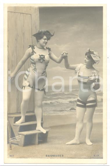 Cartolina originale da collezione 1900 ca FRANCE  EROTICA VINTAGE Baigneuses Carte postale ANTHONY S  PARIS 1