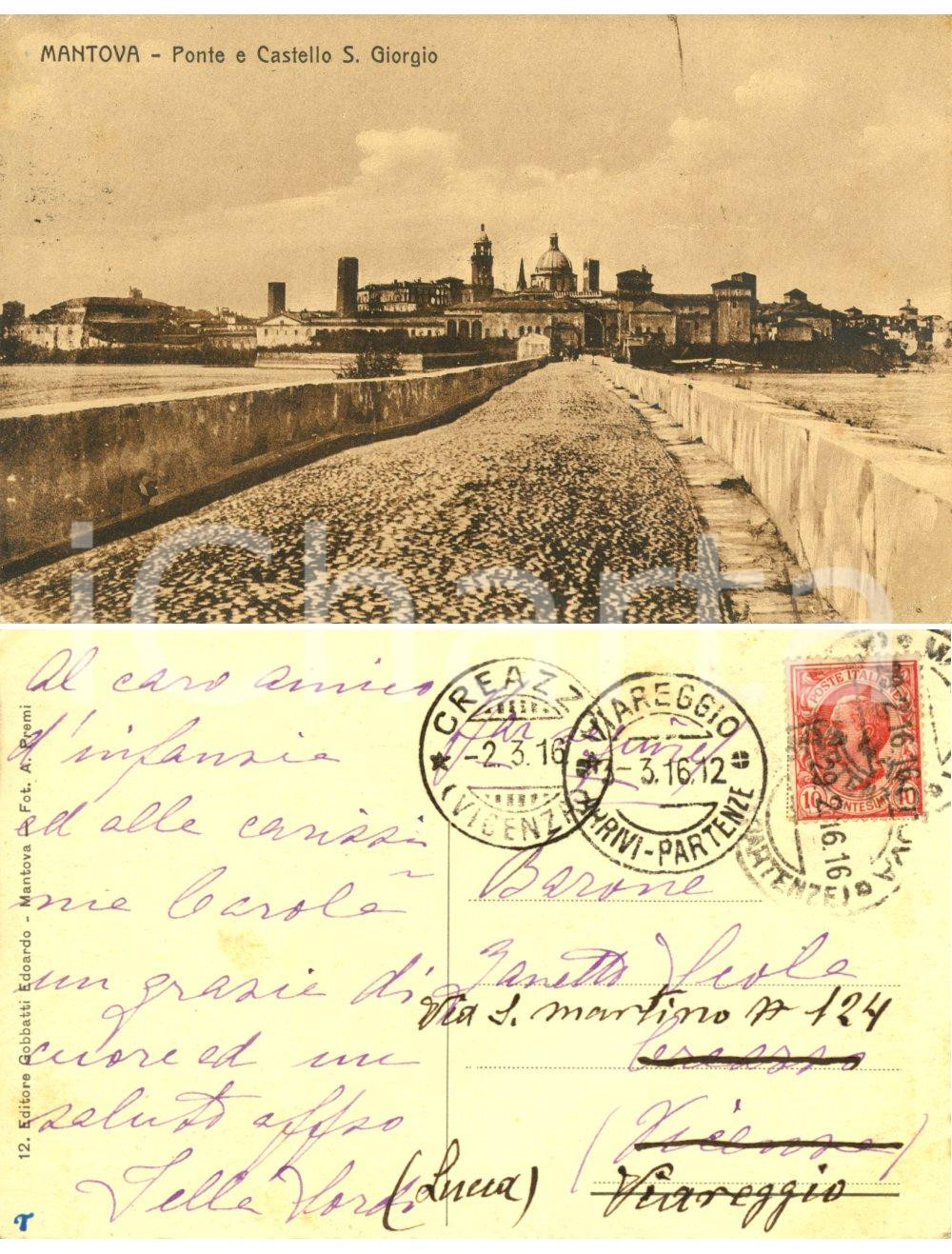 Autografo originale 1912 MANTOVA Castello San Giorgio *Autografo marchesa SORDI a Zanetto SCOLA 1