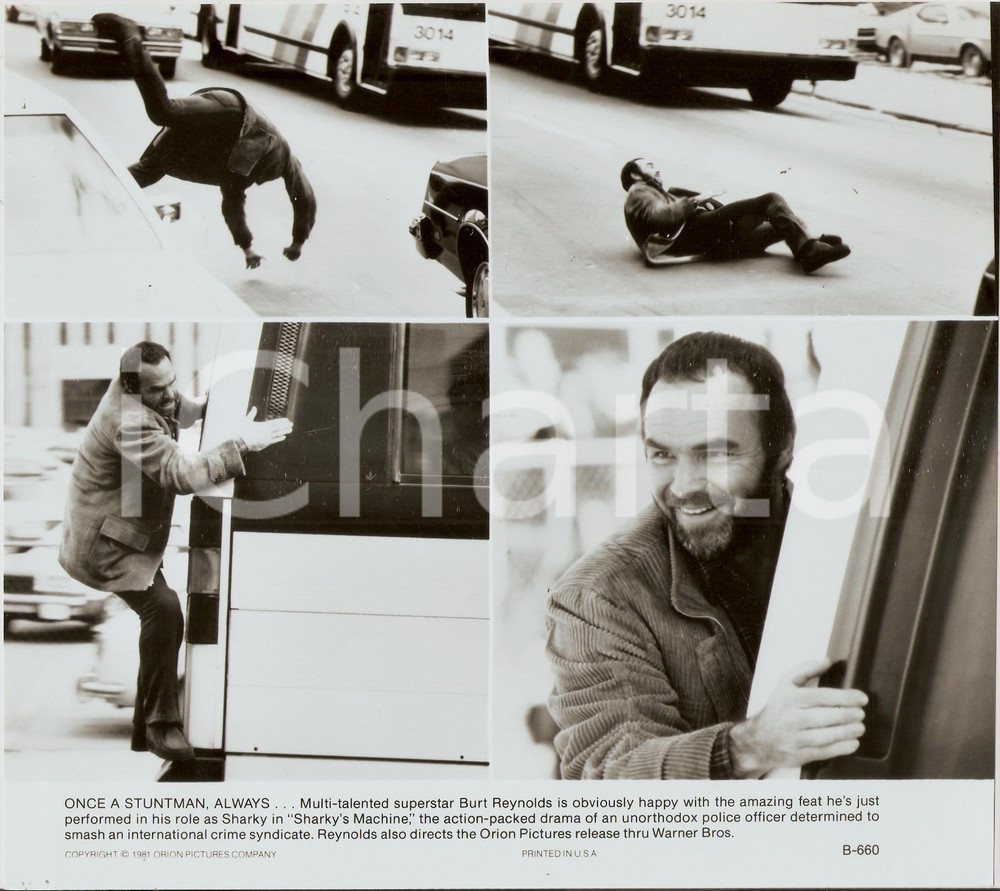 Fotografia d epoca originale 1981 SHARKY S MACHINE Burt REYNOLDS does some stunt action Photo 22x20 cm 1
