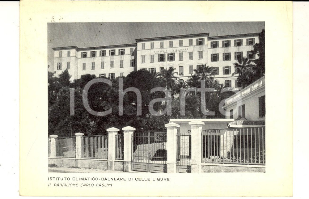 Cartolina originale da collezione 1958 CELLE LIGURE Opera Pia Cura Balneare  Padiglione BASLINI Cartolina FG VG 1