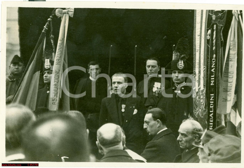 Fotografia d epoca originale 1930 MILANO Leo POLLINI Discorso anniversario Cinque Giornate Fotografia 1