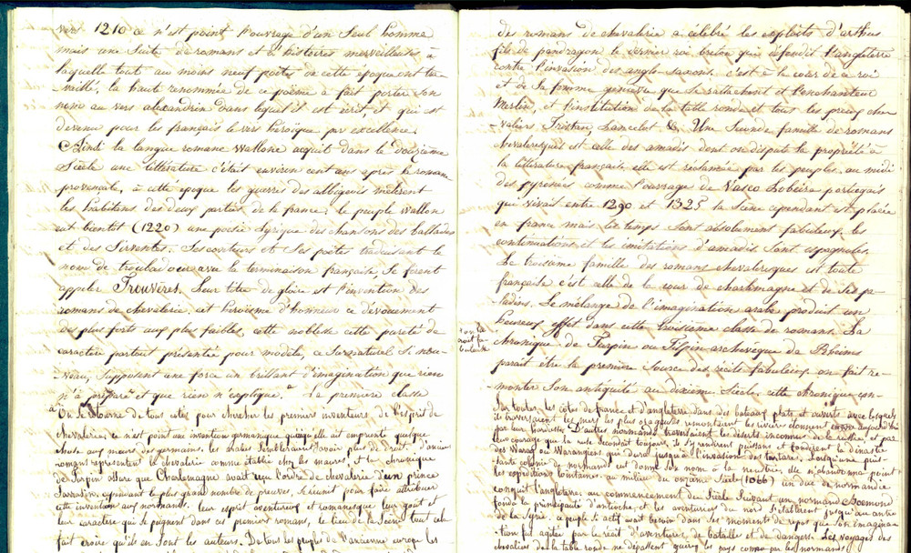 Oggetto da collezione cartaceo 1850 Quaderno appunti da SIMONDI LittÃ©rature du midi de l'Europe *Manoscritto 1
