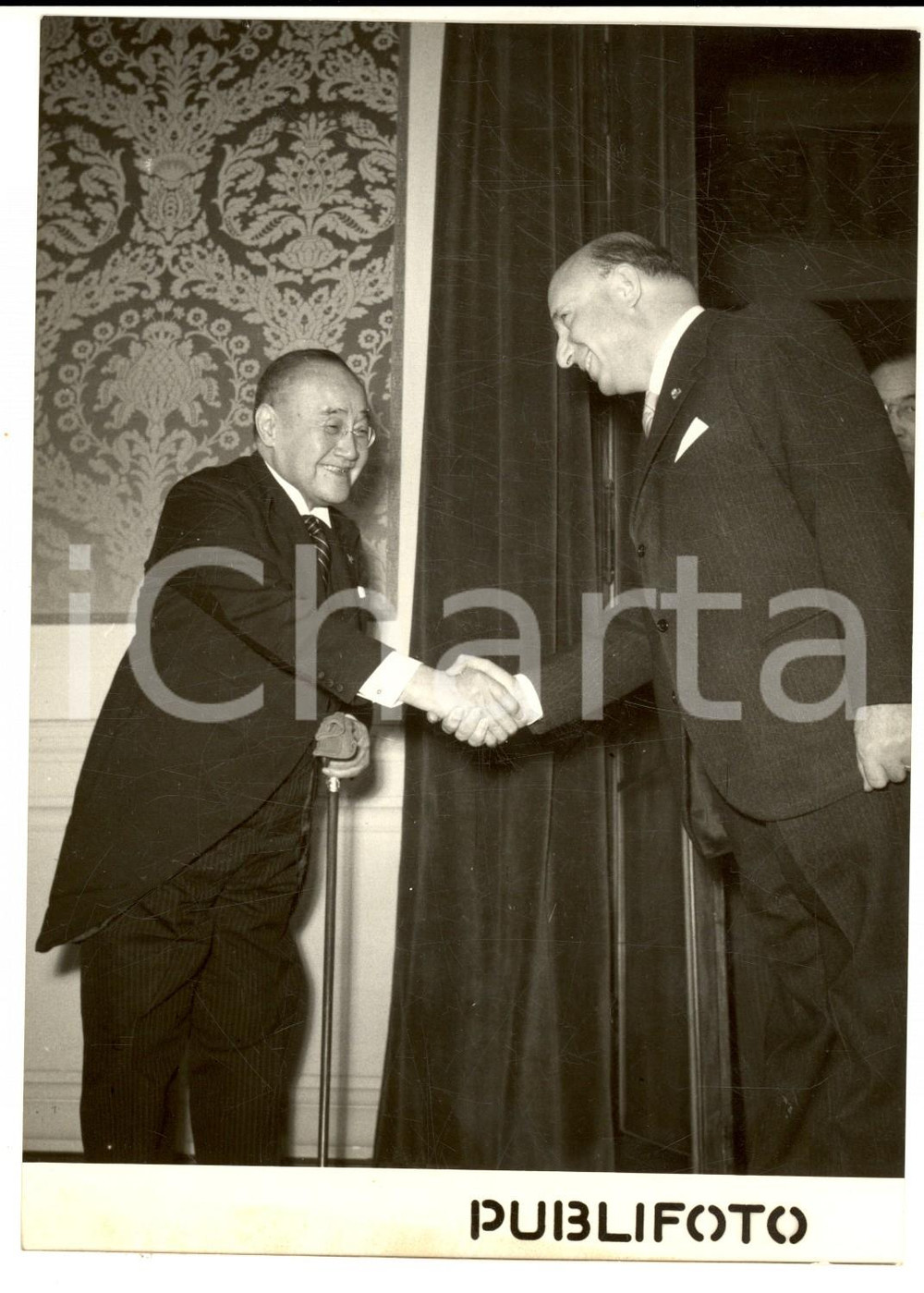 1954 ROMA VIMINALE Mario SCELBA riceve il premier Shigeru YOSHIDA *Foto 13x18 cm