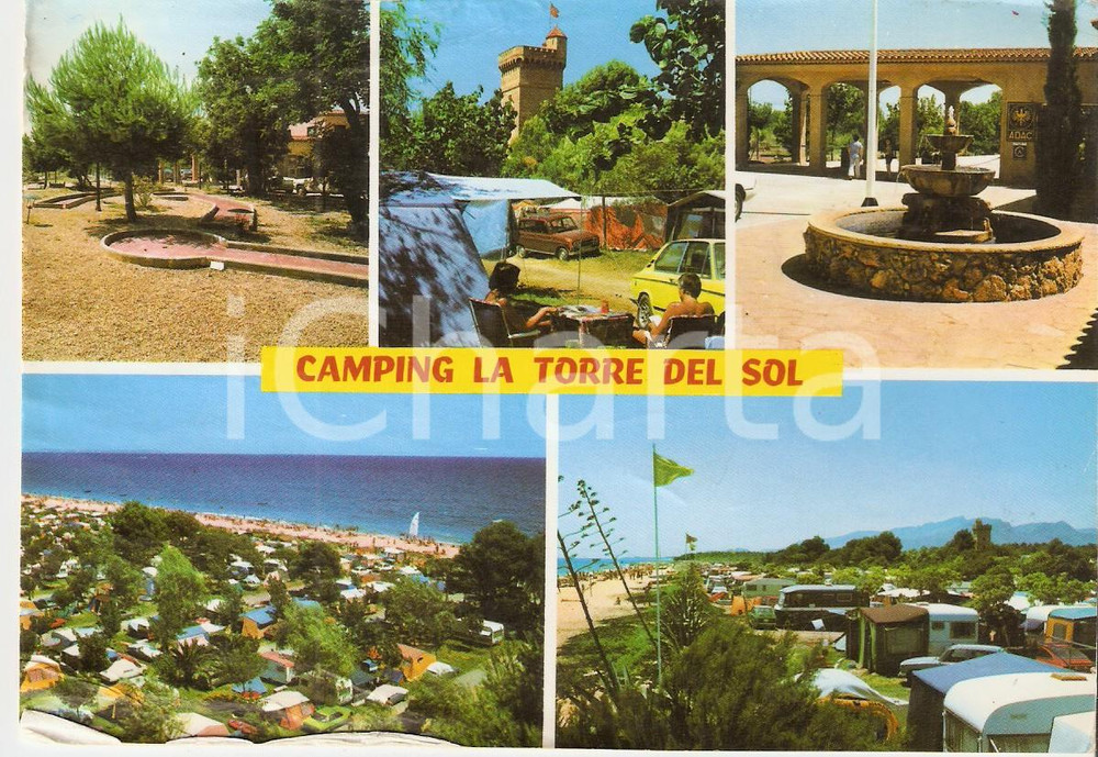 Cartolina originale da collezione 1980 ca MONTROIG DEL CAMP ES Camping LA TORRE DEL SOL Cartolina DANNEGGIATA 1