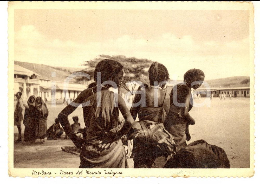 Cartolina originale da collezione 1936 DIRE DAUA ETIOPIA Piazza del Mercato indigeno Cartolina FG NV 1