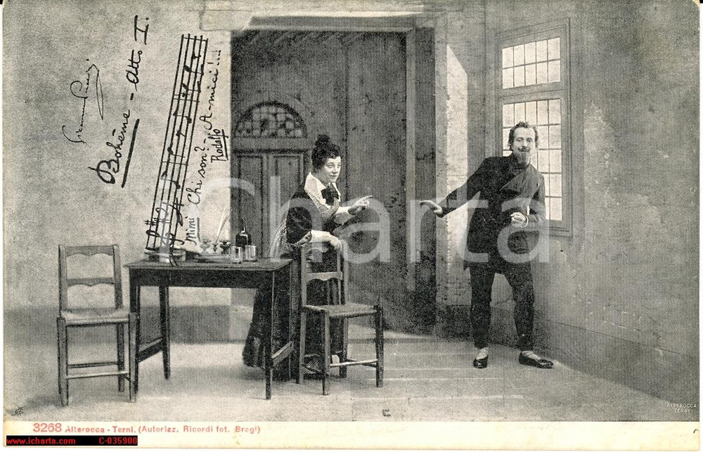 Cartolina originale da collezione 1900 ca LA BOHEME Atto I Cartolina FP NV 1