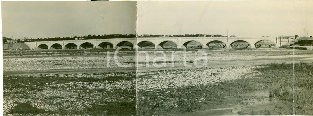 Fotografia d epoca originale 1935 ca CASOLI CH Ponte in muratura su strada FRENTANA Fotografia DOPPIA 1