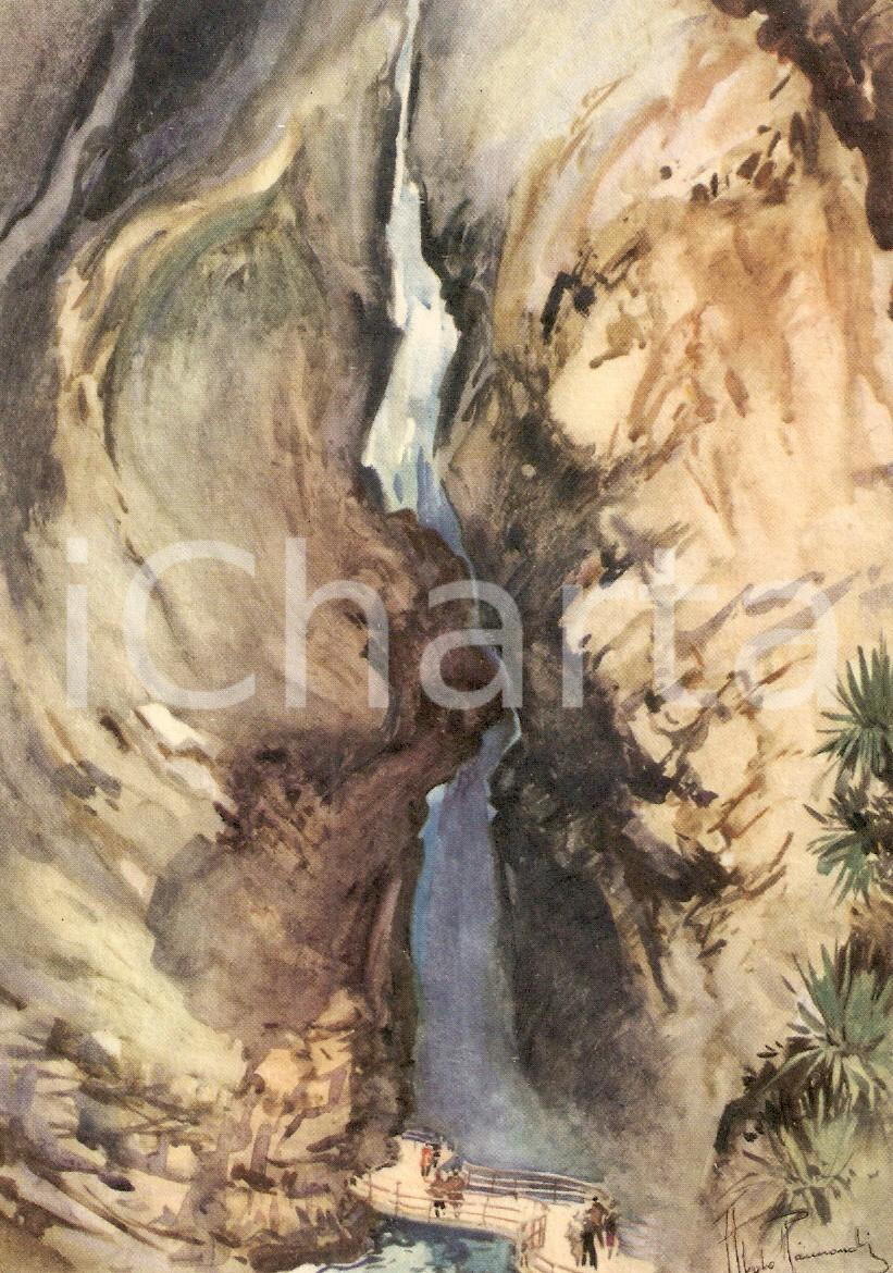 Cartolina originale da collezione 1960 ca RIVA DEL GARDA TN Cascata del VARONE Ill. Aldo RAIMONDI Cartolina FG 1