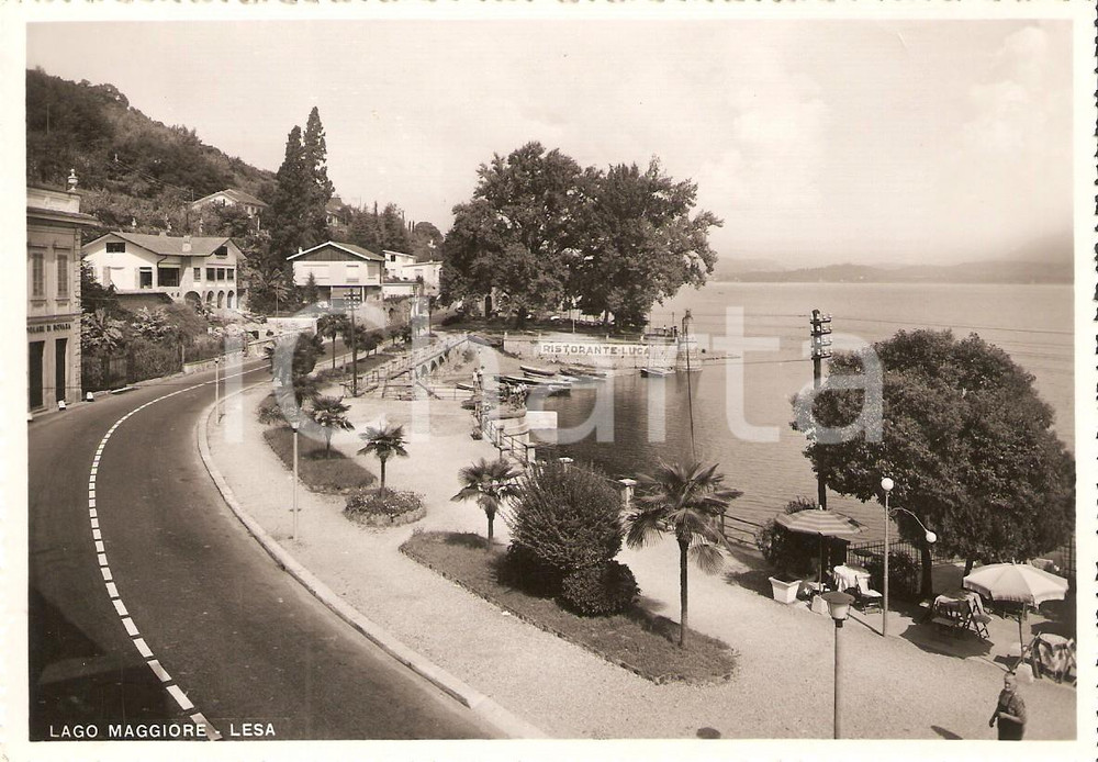 Cartolina originale da collezione 1952 LESA NO Ristorante Luca e LAGO MAGGIORE Cartolina FG VG 1