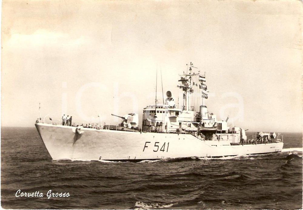 Cartolina originale da collezione 1955 ca MARINA MILITARE Corvetta Umberto GROSSO Animata Cartolina FG NV 1
