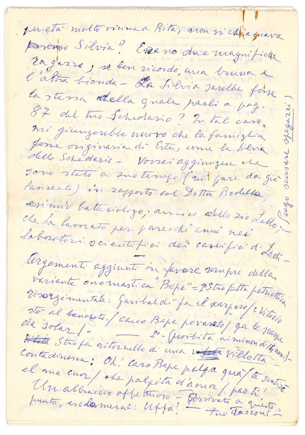 Autografo originale 1969 FIRENZE Ugo STOPPATO e le acque termali di ArquÃ  Petrarca AUTOGRAFO 1