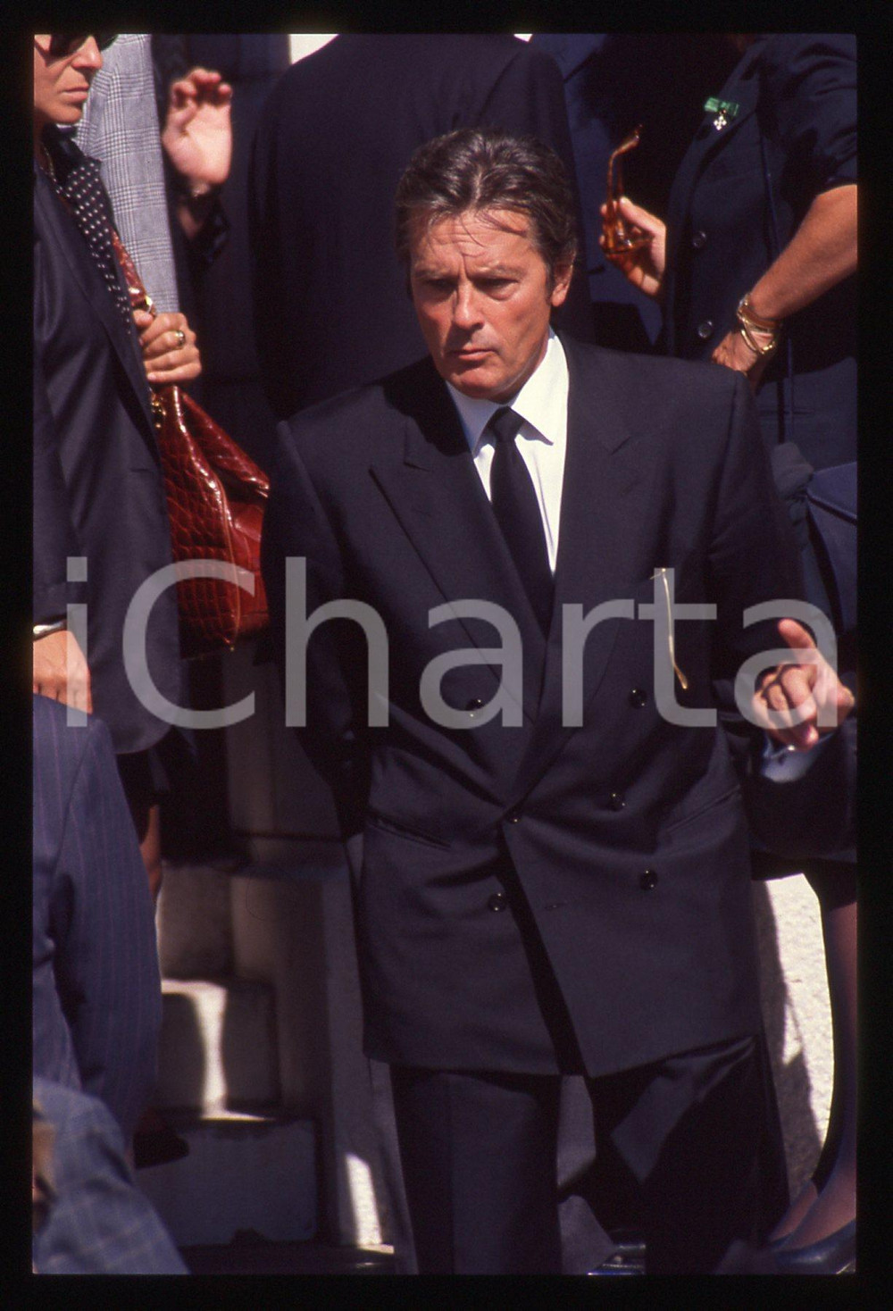 35mm vintage slide* 1990 PRINCIPATO DI MONACO Alain DELON Funerali CASIRAGHI (2)