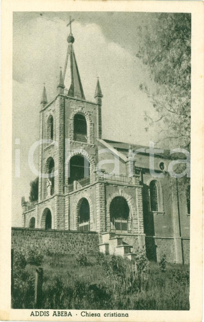 Cartolina originale da collezione 1935 ca ADDIS ABEBA ETIOPIA Veduta Chiesa cristiana Cartolina FP NV 1