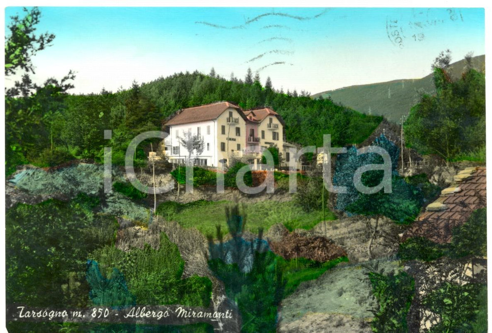 Cartolina originale da collezione 1964 TARSOGNO PR Panorama con Albergo MIRAMONTI Cartolina postale FG VG 1