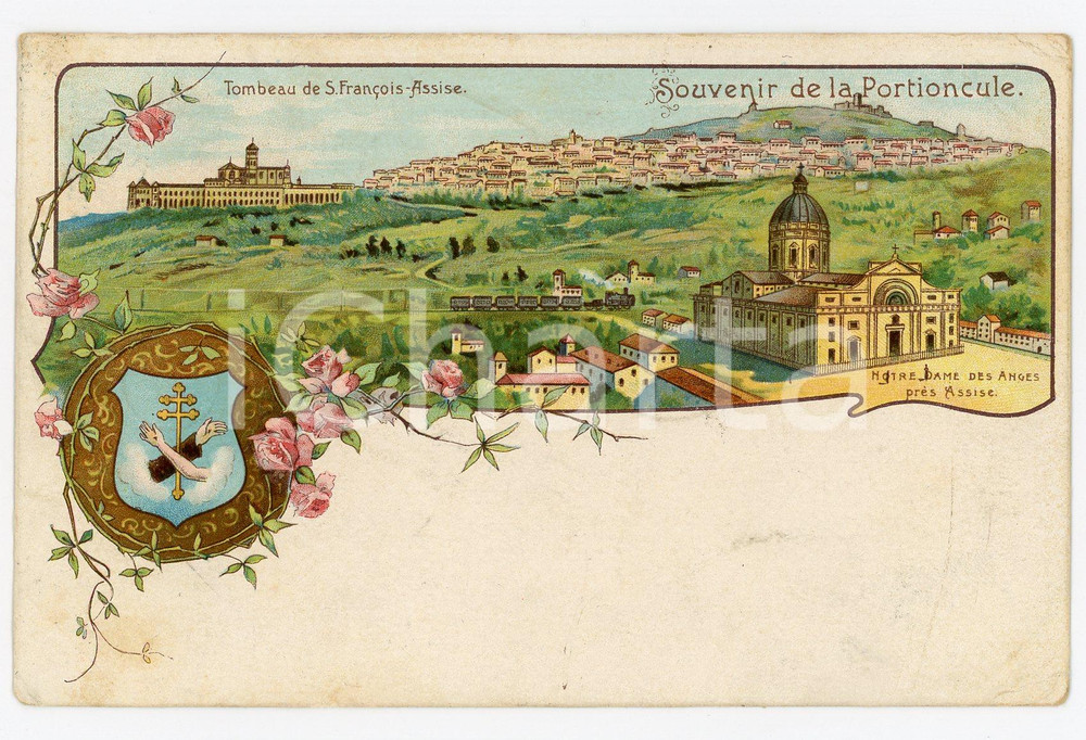 1902 ASSISI Santa Maria degli Angeli - Tomba San Francesco Cartolina ILLUSTRATA  Cartolina postale d'epoca in edizione francese, viaggiata.CONDIZIONI: FAIR (lievi piegature agli angoli)FORMATO: FP    originale e autentica 1