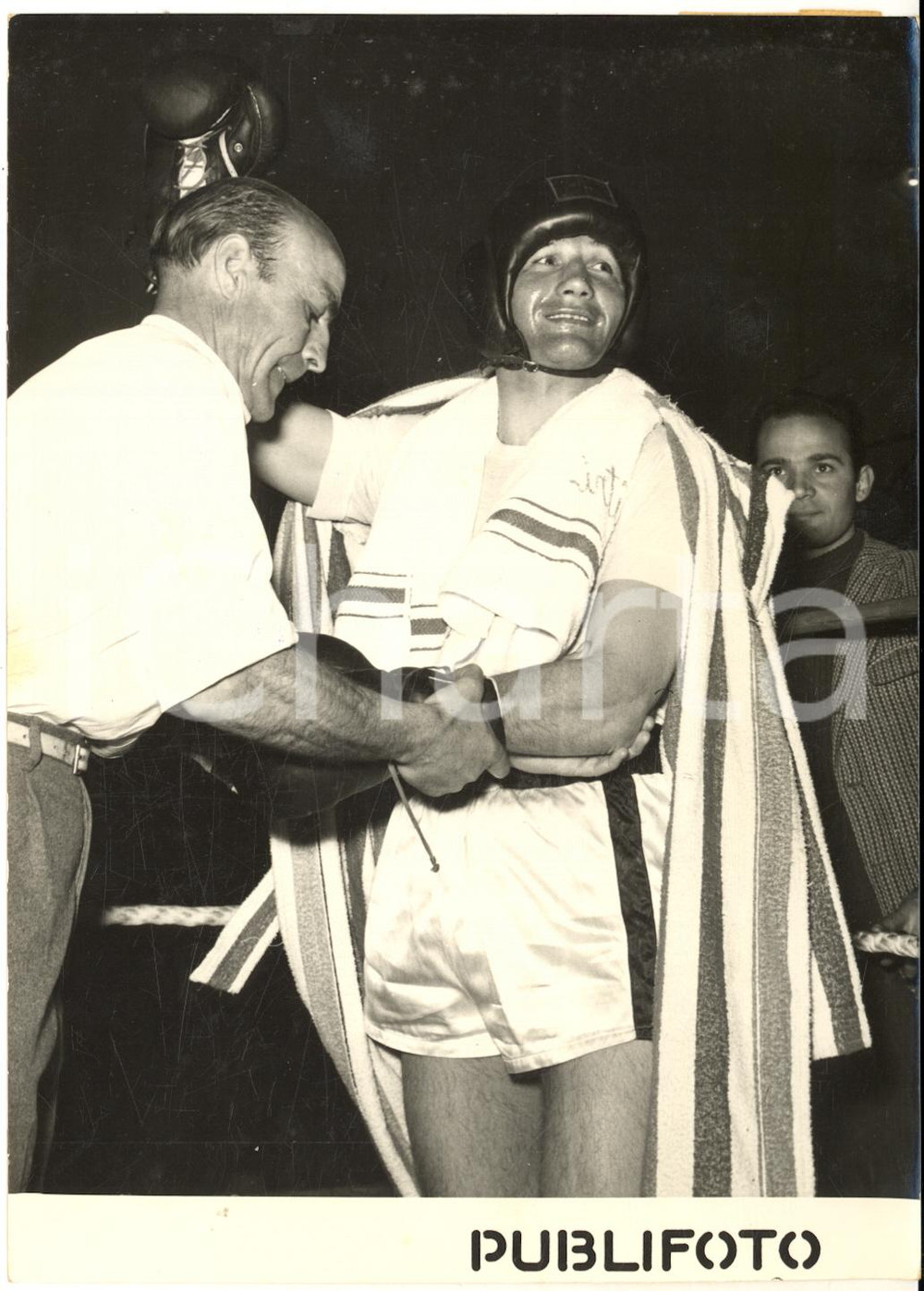 1954 ROMA BOXE Tiberio MITRI in allenamento per incontro con Randolph Turpin
