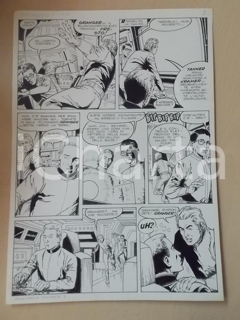 Opera d’arte autentica 1970 ca TERRORE DALLO SPAZIO PROFONDO Luciano BERNASCONI Astronave Tavola LUBE 1