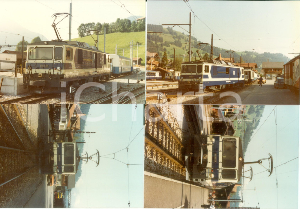 Fotografia d epoca originale 1975 ca ZWEISIMMEN SVIZZERA Ferrovie MOB Treno passeggeri Lotto 4 fotografie 1