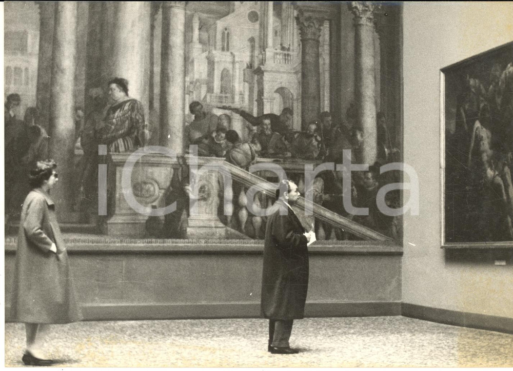 1959 VENEZIA Gallerie dell'Accademia - Attore Edward G. ROBINSON in visita *Foto