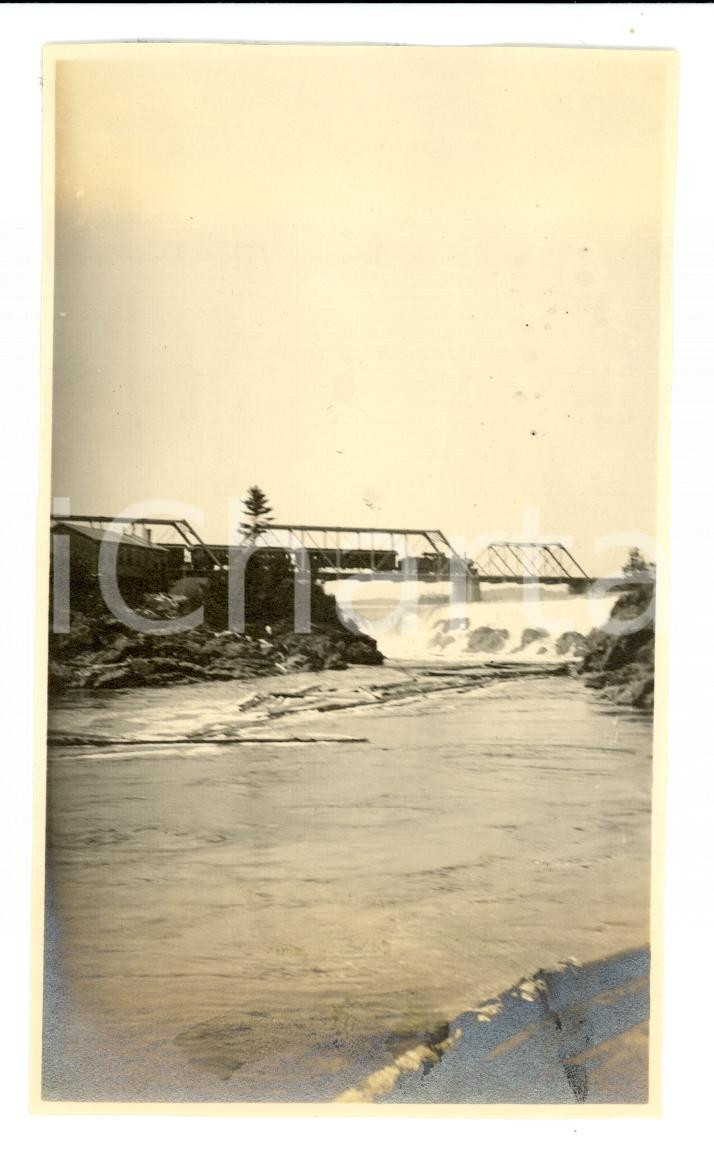 Fotografia d epoca originale 1912 SOLON MAINE Train crossing bridge CARATUNK Falls  Vintage photo 1