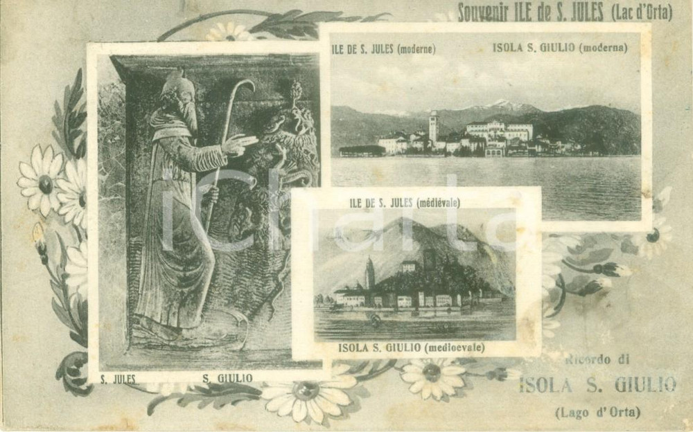 Cartolina originale da collezione 1932 ISOLA DI SAN GIULIO (NO) Vedutine Lago d'ORTA *Cartolina FP VG 1