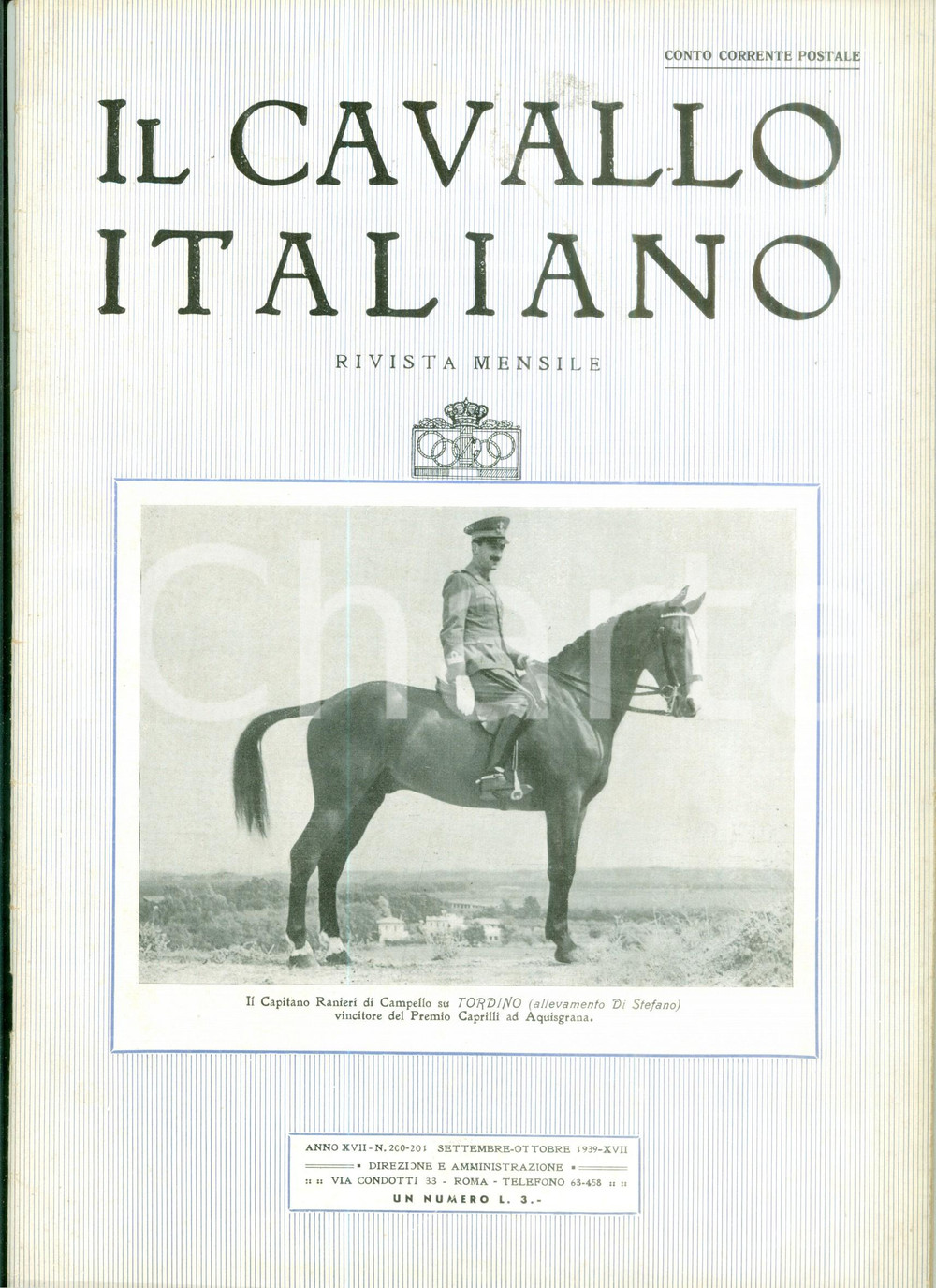 Giornale, rivista storica 1939 CAVALLO ITALIANO Carabinieri Reali attraversano TEVERE a nuoto ILLUSTRATA 1