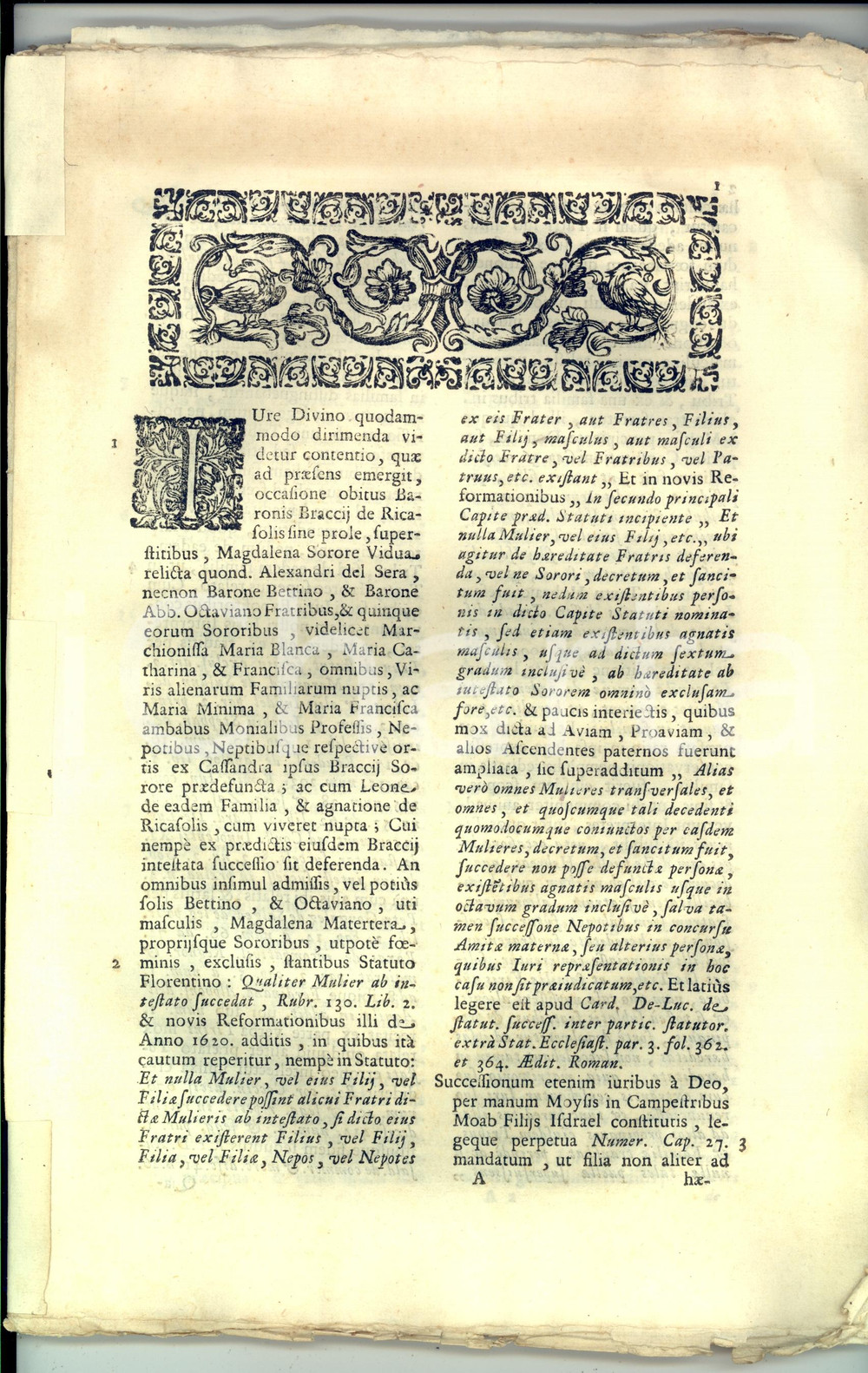 Documento originale, autentico 1698 FIRENZE Spinosa lite per eredità Braccio RICASOLI BARONI 64 pp. 1