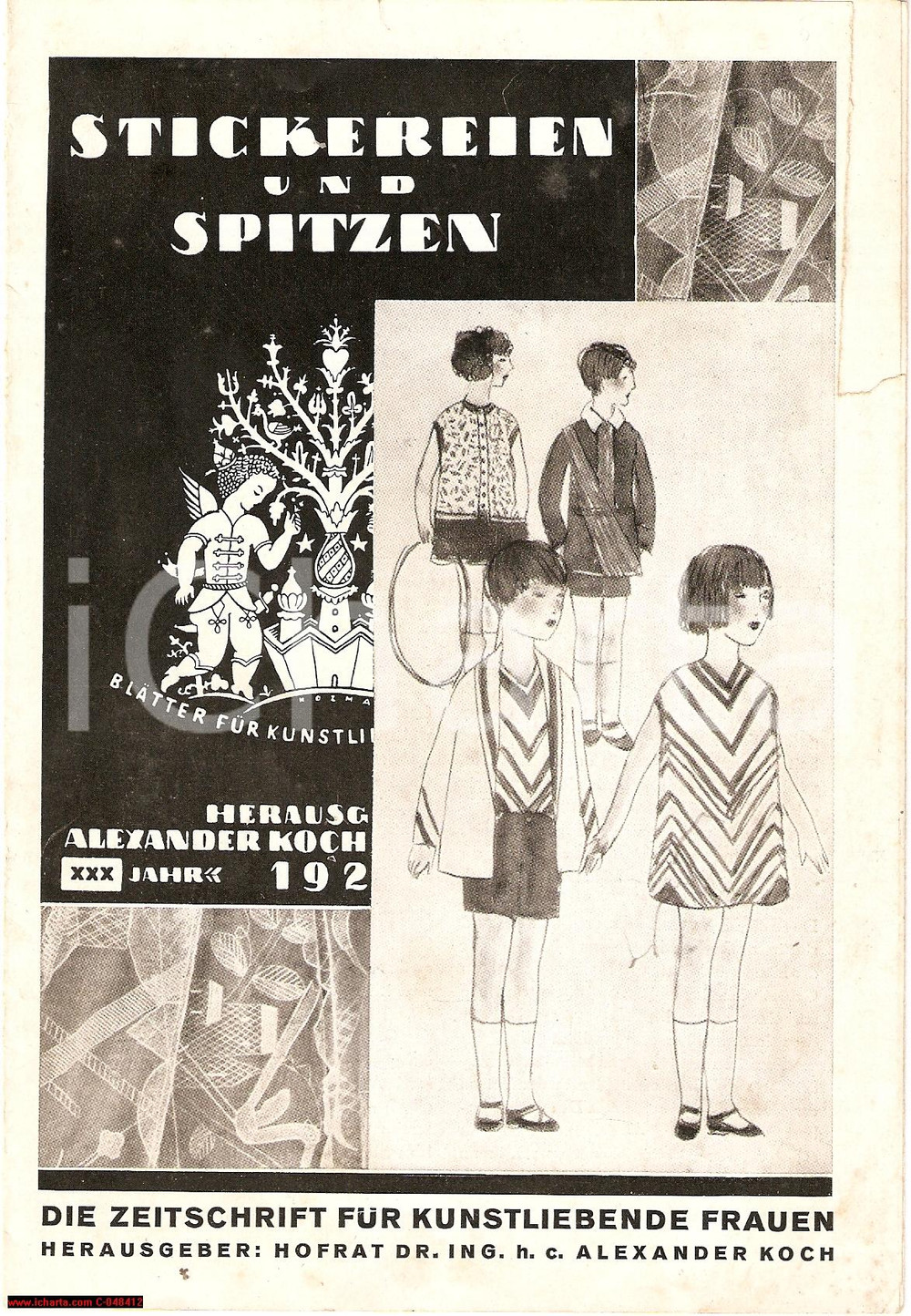 Materiale pubblicitario d’epoca 1930 ca STICKEREIEN UND SPITZEN Opuscolo pubblicitario ILLUSTRATO 1