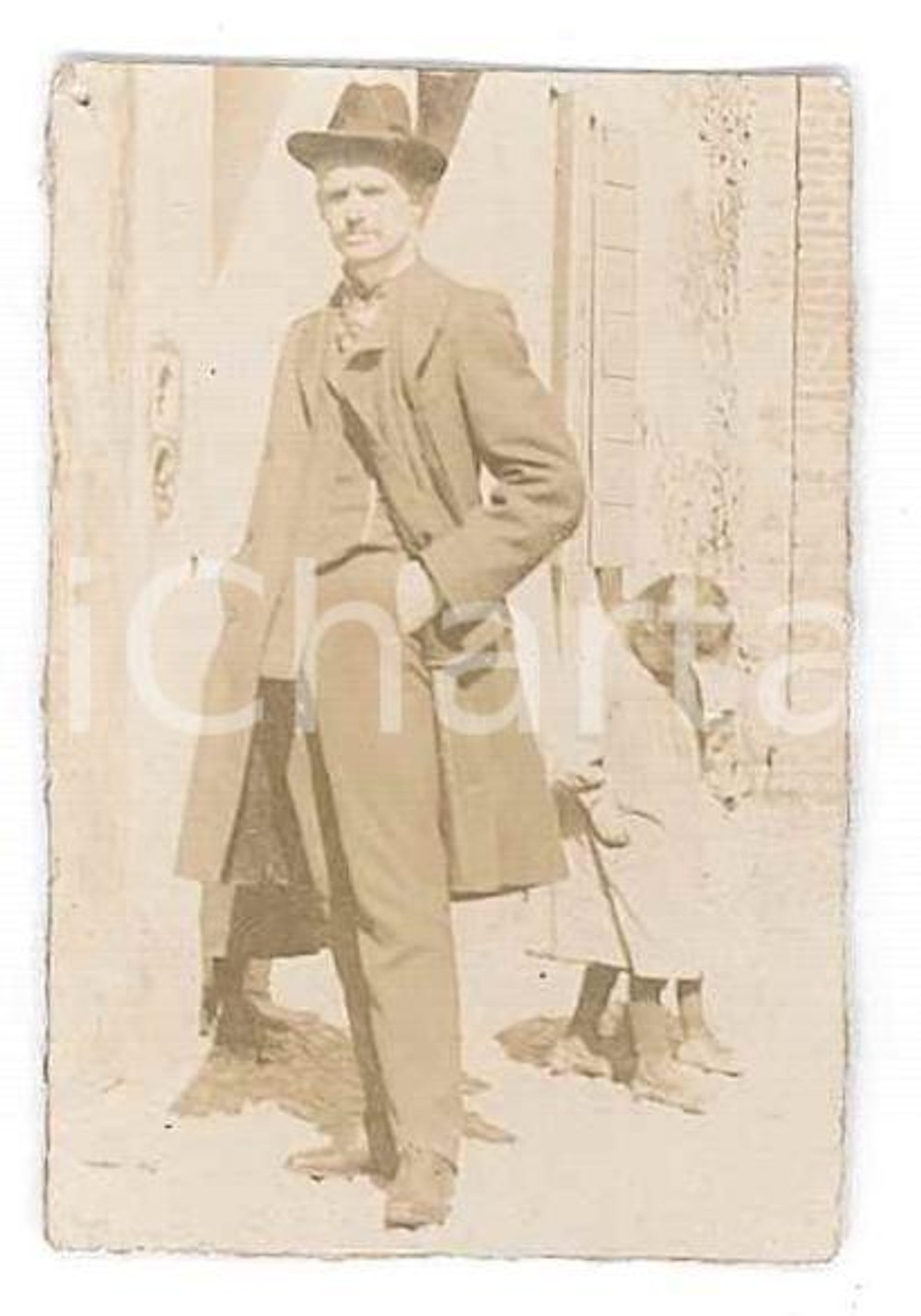 Fotografia d epoca originale 1903 REGNO D ITALIA Ritratto di padre e figlio  Foto anonima 3x4 cm 1