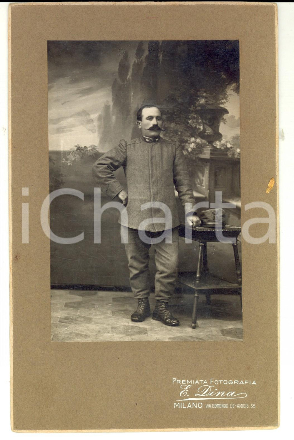 Fotografia d epoca originale 1915 ca WW1 MILANO Militare 22Â° Reggimento Fanteria CREMONA Foto E. DINA 1