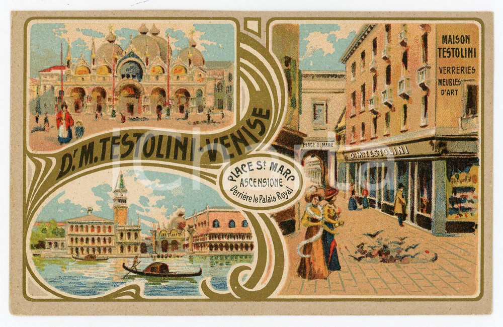 1910 ca VENEZIA Maison TESTOLINI Piazza San Marco - Cartolina ILLUSTRATA FP NV  Cartolina postale d'epoca, non viaggiata.CONDIZIONI: FAIRFORMATO: FP    originale e autentica 1