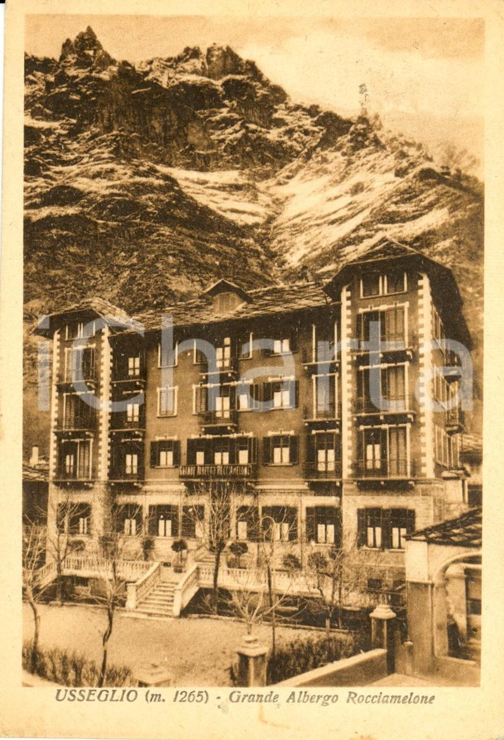 Cartolina originale da collezione 1946 USSEGLIO (TO) Veduta del Grande Albergo ROCCIAMELONE *Cartolina FG VG 1