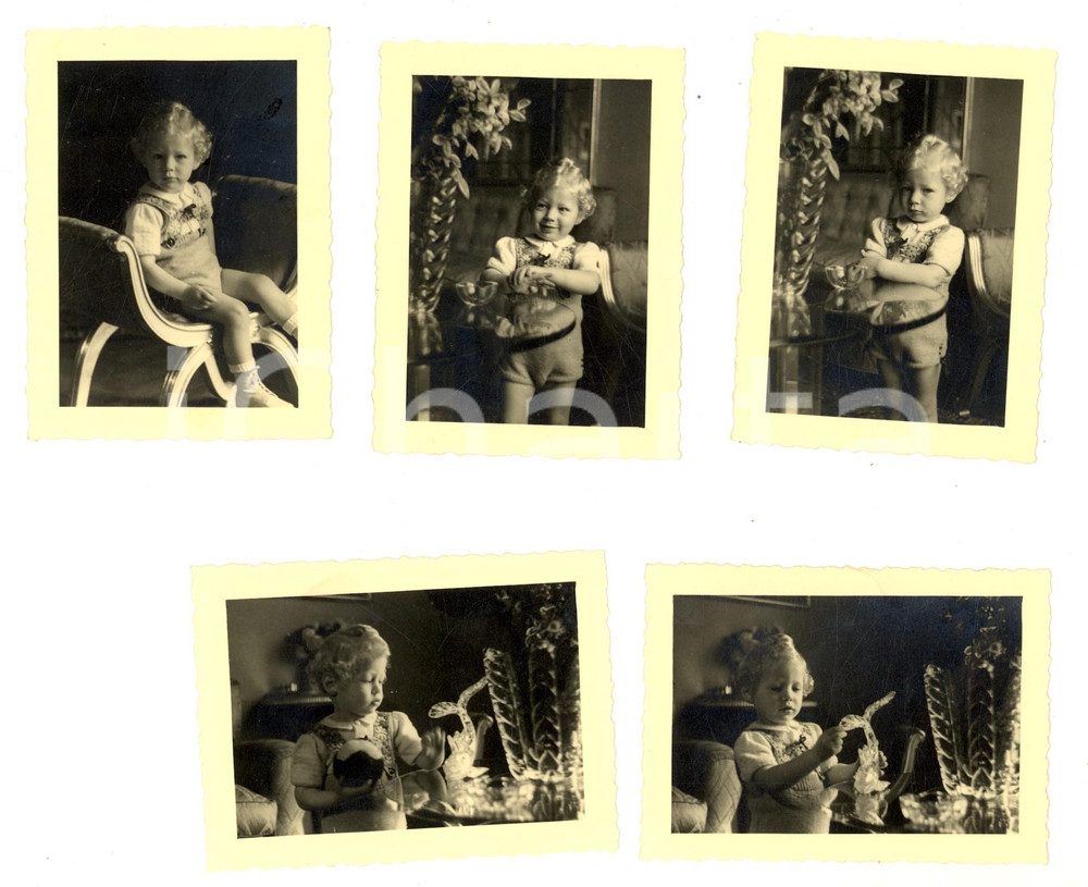 Fotografia d epoca originale 1940 PAVIA Ritratti di un bambino nel salotto di casa Lotto 5 foto VINTAGE 11x9 1