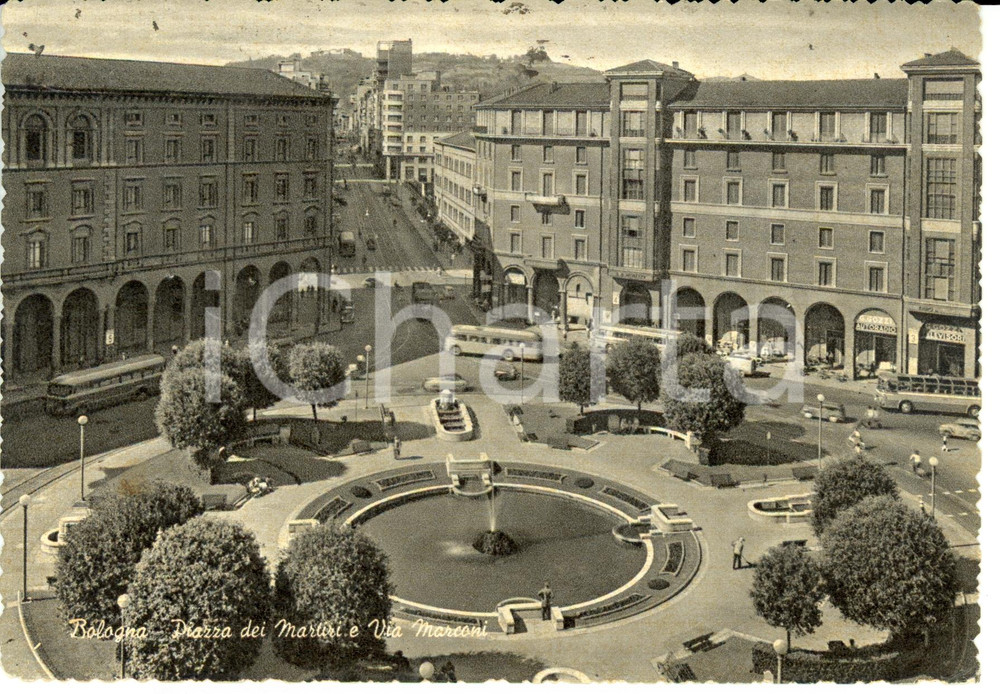 Cartolina originale da collezione 1960 BOLOGNA Piazza dei MARTIRI e via MARCONI *Cartolina Postale FG VG 1
