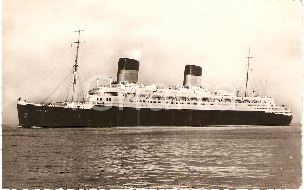 Cartolina originale da collezione 1950 ca COMPAGNIE GENERALE TRANSATLANTIQUE French Line SS LIBERTE  Cartolina 1