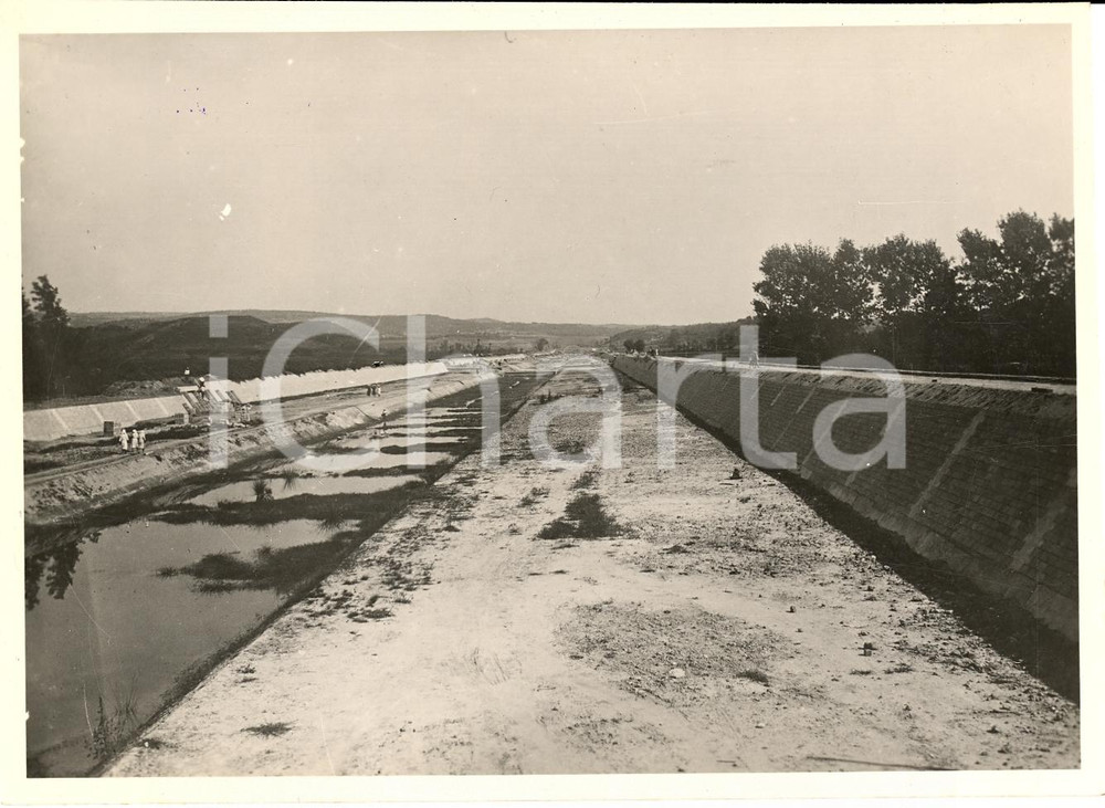 Fotografia d'epoca originale 1933 ROSARNO RC Inalveazione bonifica torrente MAMMELLA 1