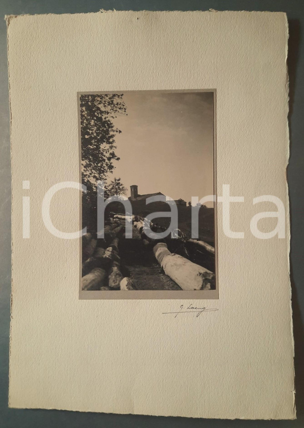 Fotografia d epoca originale 1935 ca LIVEMMO BS Chiesa dei Morti di Barbaine Foto Gualtiero LAENG FIRMATA 1