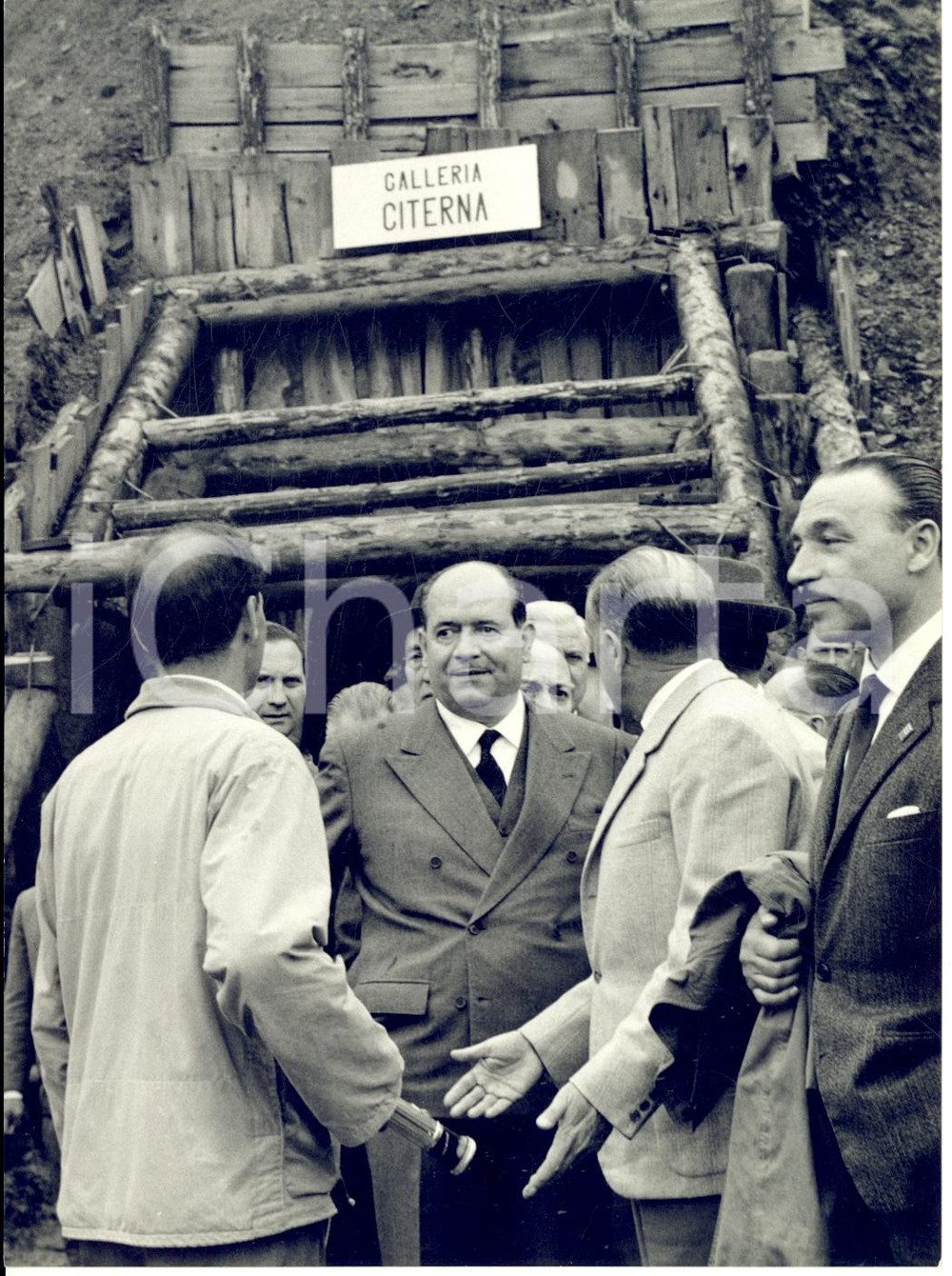 1959 AUTOSTRADA DEL SOLE Visita Giuseppe TOGNI al cantiere Galleria Citerna FOTO
